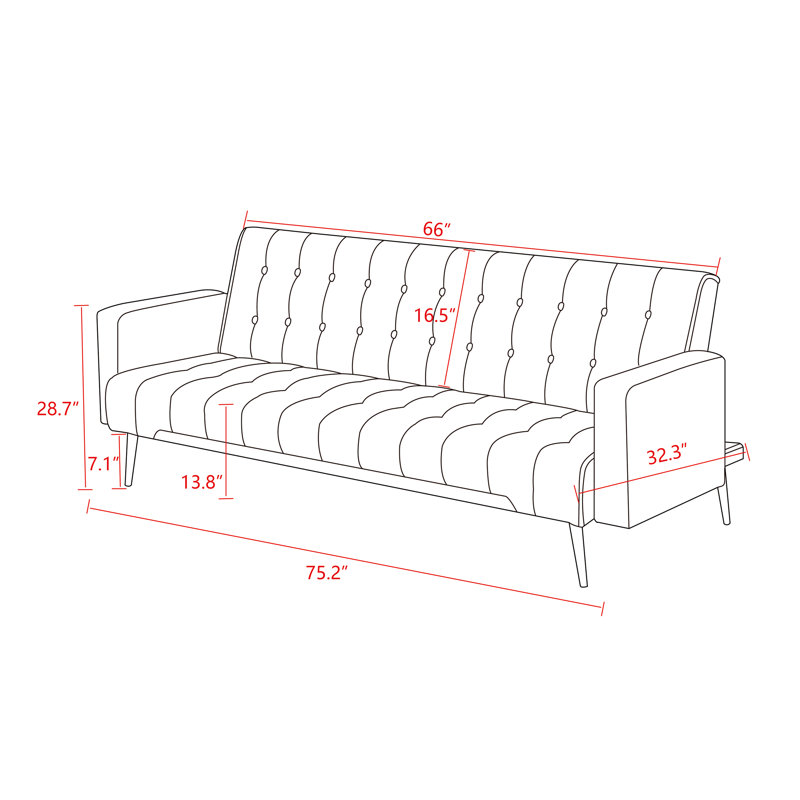 Mercer41 Manfried Twin 75.2'' Upholstered Cushion Back Convertible Sofa